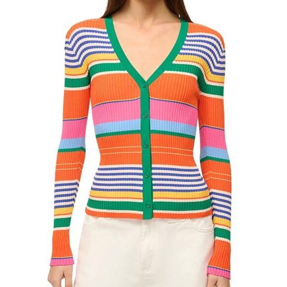 STAUD Colorful Striped Cargo Cardigan Sweater – Size S – NWT - Picture 3 of 4